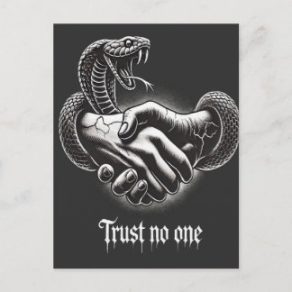 Trust No One — Snake Handshake Vintage Tattoo Desi Briefkaart