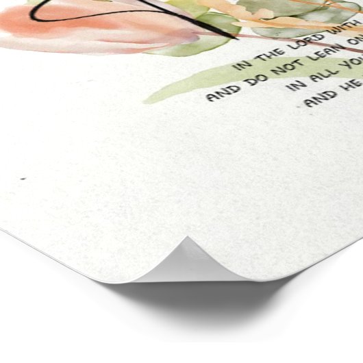 Trust-Proverbs 3:5-6 Oranje floraal Poster (Hoek)