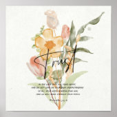 Trust-Proverbs 3:5-6 Oranje floraal Poster (Voorkant)