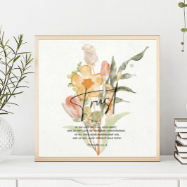 Trust-Proverbs 3:5-6 Oranje floraal Poster