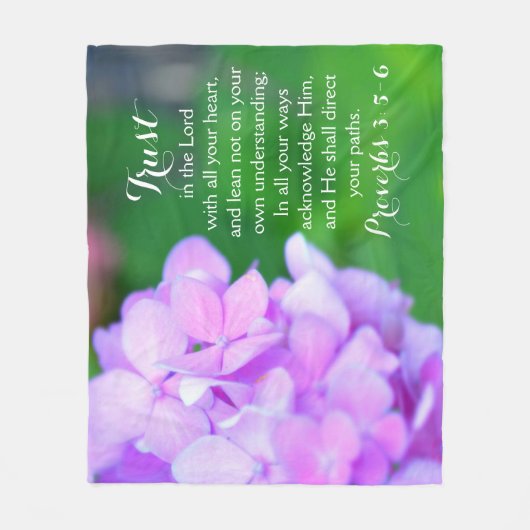 Trust Proverbs Christelijke Bijbel Floral Hydrange Fleece Deken (Voorkant)