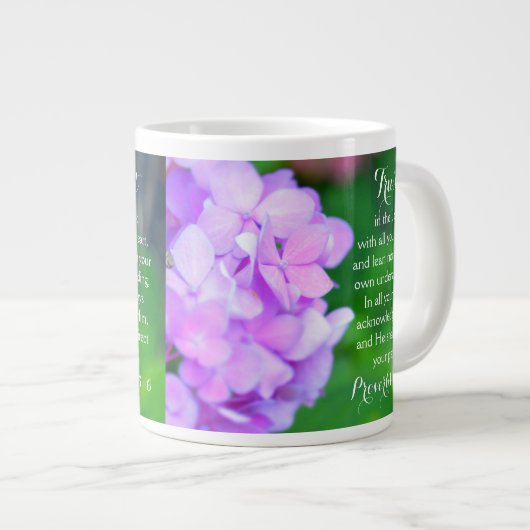 Trust Proverbs Christelijke Bijbel Floral Hydrange Grote Koffiekop (Voorkant rechts)