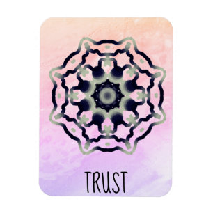*~* "TRUST" roze zwarte Mandala Heart Chakra Magneet