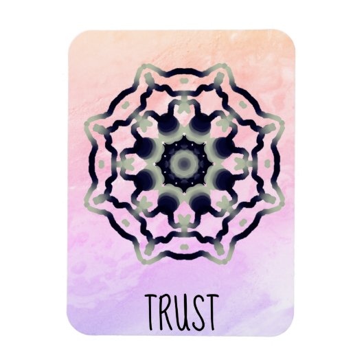 *~* "TRUST" roze zwarte Mandala Heart Chakra Magneet (Verticaal)