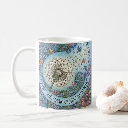 Trust The Magic of New Beginnings Personalized Mug Koffiemok (Met donut)