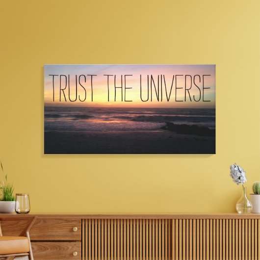 TRUST the Universe Beach Sunset Foto Canvas Afdruk (Insitu (Woonkamer))