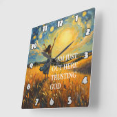 Trusting God in a Golden Field Artwork Vierkante Klok (Hoek)