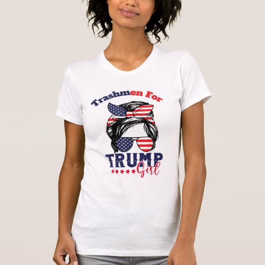 Trustmannen voor Trump Girl Messy Bun Verkiezingsv T-shirt (Voorkant)