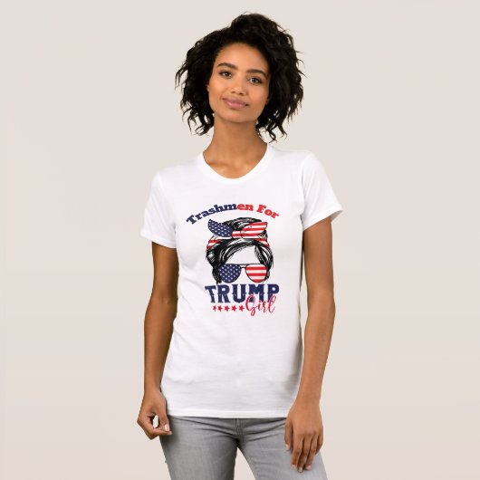 Trustmannen voor Trump Girl Messy Bun Verkiezingsv T-shirt (Voorkant volledig)