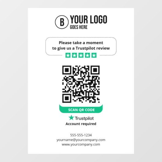 Trustpilot Recensies QR Code Beoordeel Mijn Bedrij Raamsticker (Vel)
