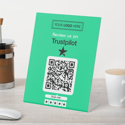 Trustpilot Review Aanvraag met Scannable QR Code Reclamebord Met Voetstuk (Insitu)