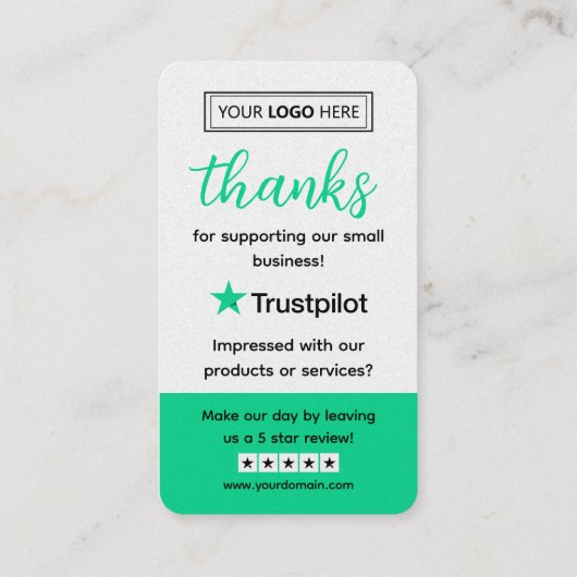 Trustpilot Review Aanvraag met Scannable QR Code Visitekaartje (Achterkant)