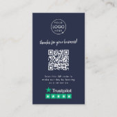 Trustpilot Review Business Dank u QR Code Navy Visitekaartje (Voorkant)