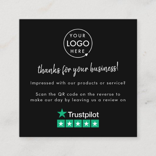 Trustpilot Review ons Black Business Hartelijk dan Vierkante Visitekaartje (Voorkant)