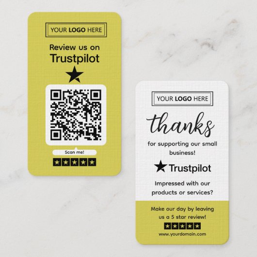 Trustpilot Review Verzoek met Scannbare QR-code Visitekaartje (Voorkant / Achterkant)