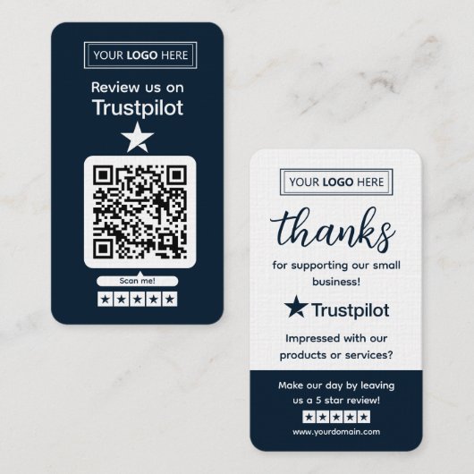 Trustpilot Review Verzoek met Scannbare QR-code Visitekaartje (Voorkant / Achterkant)
