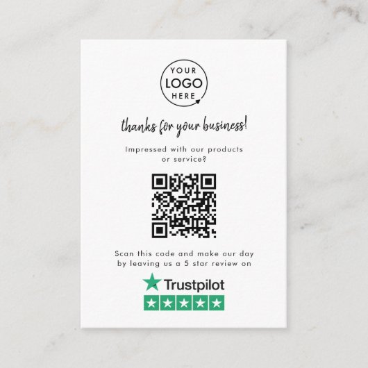 Trustpilot-Reviewen | Business Review Link QR Code Informatiekaartje (Voorkant)