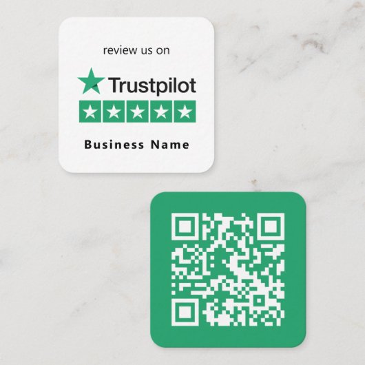 Trustpilot-Reviewen | Minimale zakelijke QR-code Vierkante Visitekaartje (Voorkant / Achterkant)