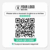 Trustpilot Reviews QR Code Beoordeel Mijn Bedrijf  Vierkante Sticker (Voorkant)