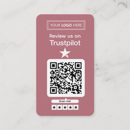 Trustpilot Reviewverzoek met Scanbare QR-code Visitekaartje (Voorkant)