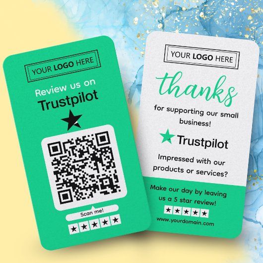 Trustpilot Reviewverzoek met scanbare QR-code Visitekaartje