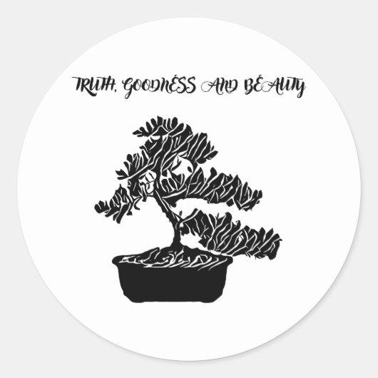 Truth Goodness Beauty Abstract Bonsai Tree quotes Ronde Sticker (Voorkant)