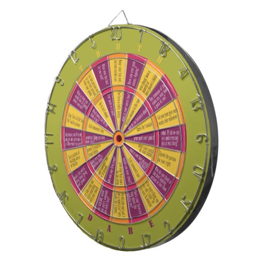 Truth of Dare (geen zoen) kleurrijk groen roze Dartbord (Voorkant Rechts)