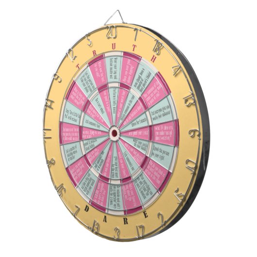 Truth of Dare (geen zoen) Pastels roze geel Dartbord (Voorkant Rechts)