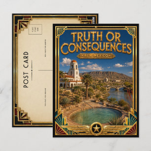 Truth or Consequences New Mexico Vintage Art Deco Briefkaart