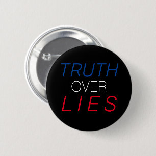 "Truth over Lies" blauw wit rood zwart - Ronde Button 5,7 Cm