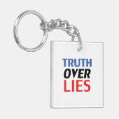 "Truth over Lies" blauw wit rood zwart Sleutelhanger (Voorkant Links)
