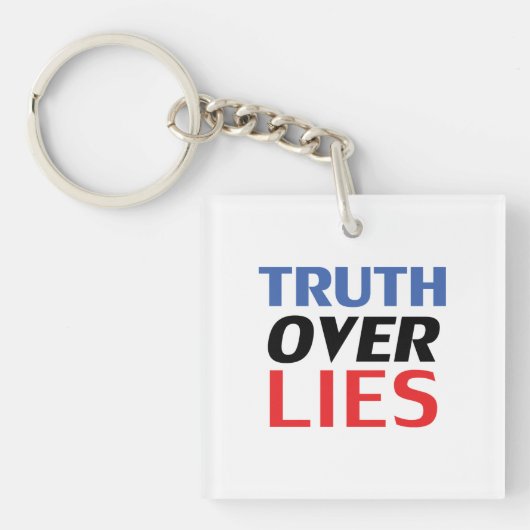 "Truth over Lies" blauw wit rood zwart Sleutelhanger (Voorkant)