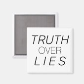 "Truth over Lies" wit zwart - magneet (Voorkant / Achterkant)