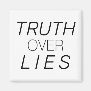 "Truth over Lies" wit zwart - magneet