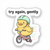 Try Again Gently Cute Duck Sticker | Motivational (Voorkant)
