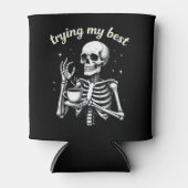 Trying My Best Funny Skeleton Coffee Halloween Blikjeskoeler (Voorkant)