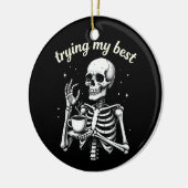 Trying My Best Funny Skeleton Coffee Halloween Keramisch Ornament (Links)