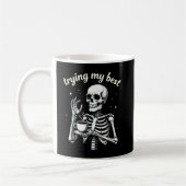 Trying My Best Funny Skeleton Coffee Halloween Koffiemok (Links)
