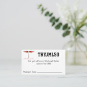 TRYJML50 Coupon Visitekaartje (Staand voorkant)