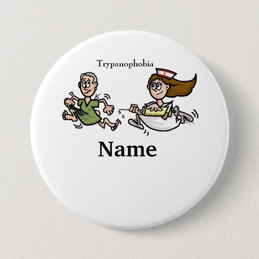 Trypanophobic or  Fear of Needles Nurse Button (Voorkant)