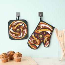 Trypilliaanse Cultuur Oude Spiraal Pot Houder & Ov Ovenwant & Pannenlap Set