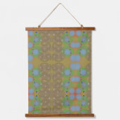 Tryptisch van blauwe en groene patronen op textiel hangend wandkleed (Voorkant 3)