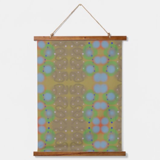 Tryptisch van blauwe en groene patronen op textiel hangend wandkleed (Voorkant 3)