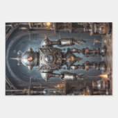 Tryptische Retrofuturistische steampunk robots Inpakpapier Vel (Voorkant)