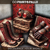 Tryptische Steampunk handschoenen, schoenen, bril  Inpakpapier Vel