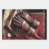 Tryptische Steampunk handschoenen, schoenen, bril  Inpakpapier Vel (Voorkant)