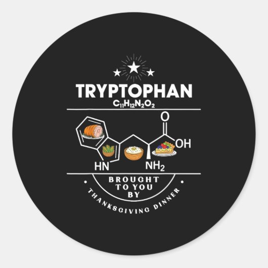 Tryptophan Brought To You By Thanksgiving Dinner  Ronde Sticker (Voorkant)