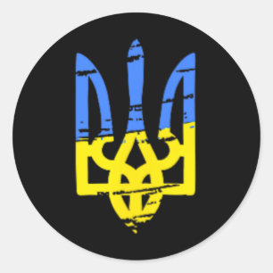 Tryzub Oekraïne Oekraïense Drietand Militair Ronde Sticker