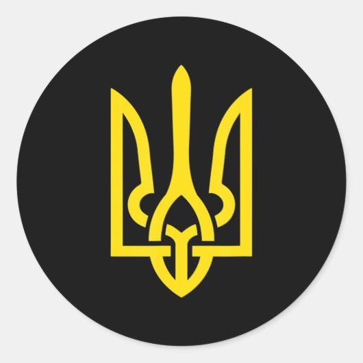 Tryzub Symbol of Ukraine Ukraine Patriot Stand wit Ronde Sticker (Voorkant)