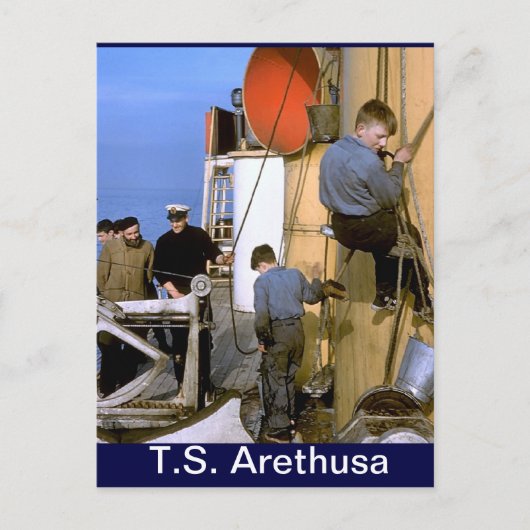 TS Arethusa, die de mast schildert Briefkaart (Voorkant)